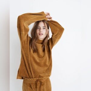 Madewell Texture & Thread Velour Corduroy Mockneck Top xxs